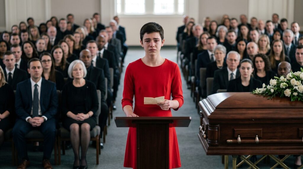red dress funeral